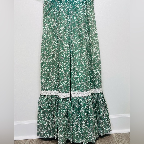Vintage Princess Kaiulani Hawaii Maxi Green/White Lace Floral Dress Size 14 - Picture 7 of 10